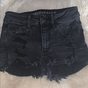 Black denim shorts